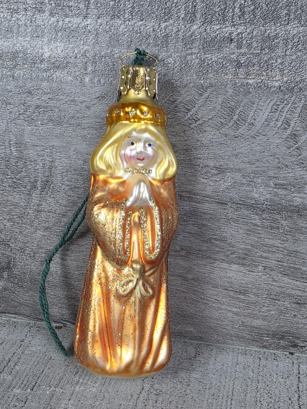 Vtg Christborn Golden Angel Germany Blown Glass Christmas Ornament 4” 25c6